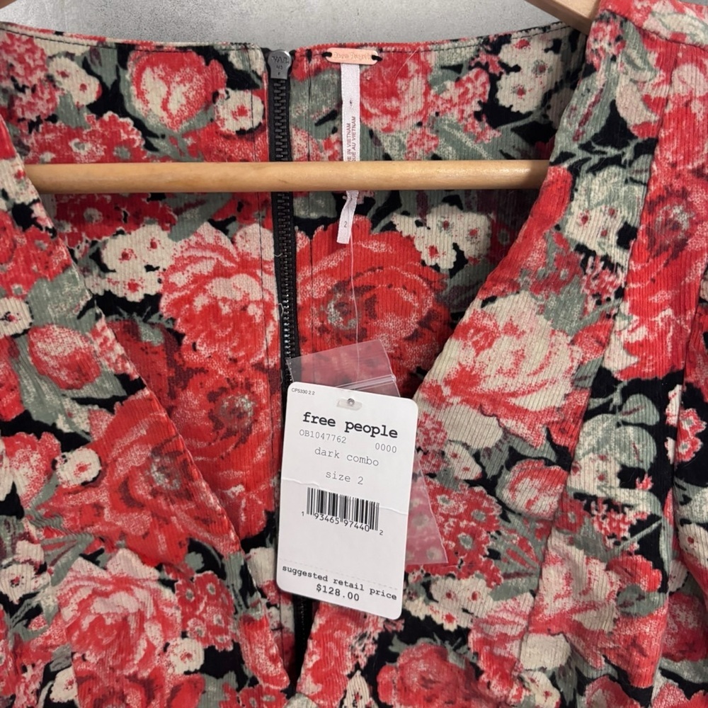 NWT free people Kapowski Floral Puff-Sleeve Mini Dress - Picture 3 of 7